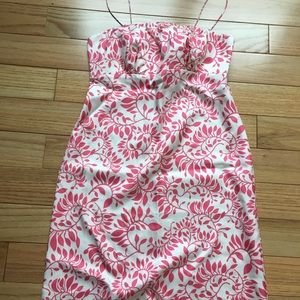 Vineyard Vines Strapless silk dress pink/white